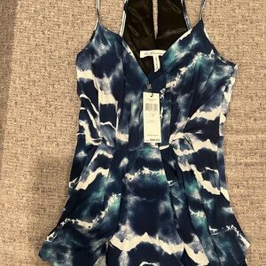 BCBGMaxAzria Navy and White Patterned Dress